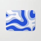 Modern Liquid Swirl Abstract Pattern Square Royal Blue, Light Blue, White Bath Mat Gallery Image 1