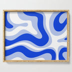 Modern Liquid Swirl Abstract Pattern Square Royal Blue, Light Blue, White Serving Tray Gallery Image 1