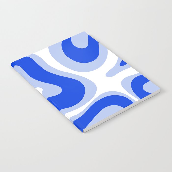 Modern Liquid Swirl Abstract Pattern Square Royal Blue, Light Blue, White Notebook Gallery Image 2