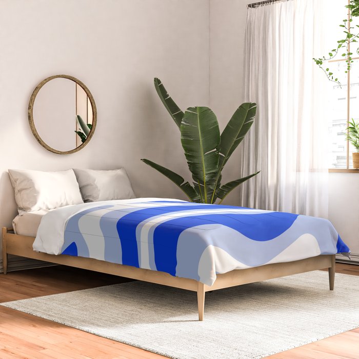 Modern Liquid Swirl Abstract Pattern Square Royal Blue, Light Blue, White Comforter Gallery Image 2