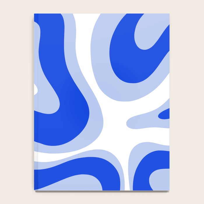 Modern Liquid Swirl Abstract Pattern Square Royal Blue, Light Blue, White Notebook Gallery Image 4
