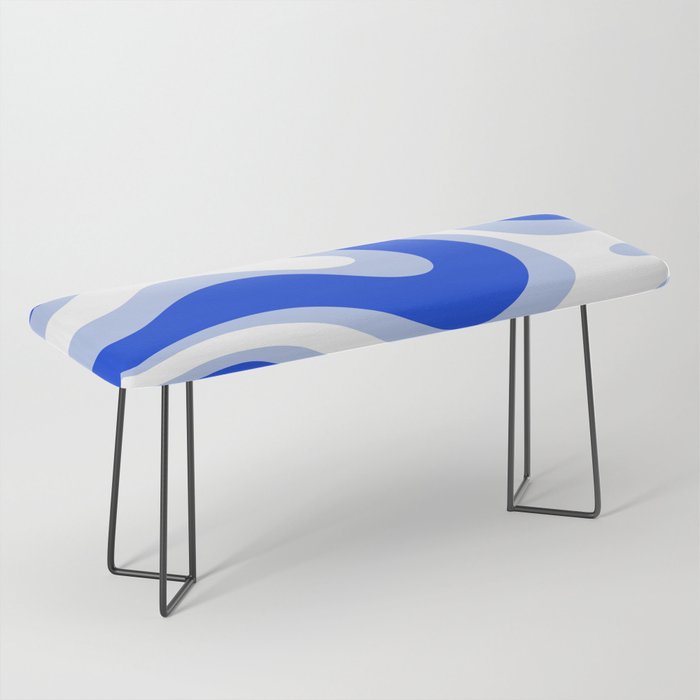 Modern Liquid Swirl Abstract Pattern Square Royal Blue, Light Blue, White Bench Gallery Image 1