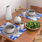 Modern Liquid Swirl Abstract Pattern Square Royal Blue, Light Blue, White Placemat Gallery Image 2