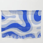 Modern Liquid Swirl Abstract Pattern Square Royal Blue, Light Blue, White Wall Hanging Gallery Image 1