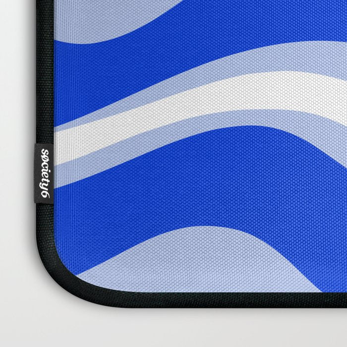 Modern Liquid Swirl Abstract Pattern Square Royal Blue, Light Blue, White Laptop Sleeve Gallery Image 3