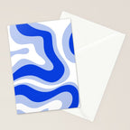 Modern Liquid Swirl Abstract Pattern Square Royal Blue, Light Blue, White Stationery Card Gallery Image 2