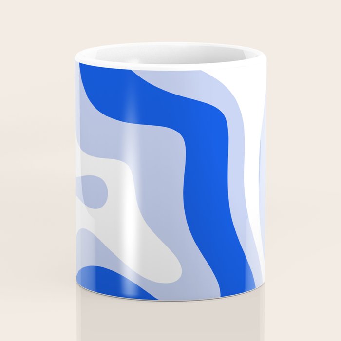 Modern Liquid Swirl Abstract Pattern Square Royal Blue, Light Blue, White Coffee Mug Gallery Image 4