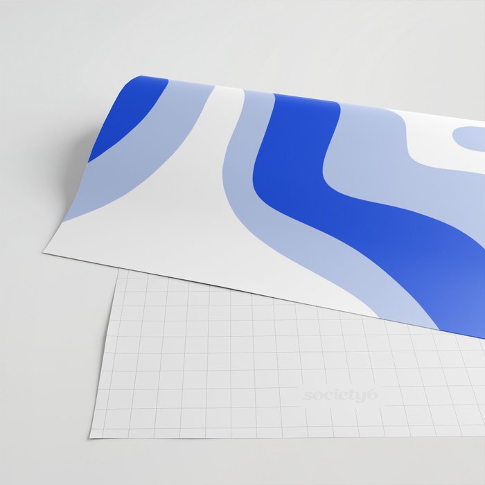 Modern Liquid Swirl Abstract Pattern Square Royal Blue, Light Blue, White Wrapping Paper Gallery Image 2