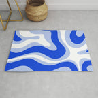 Modern Liquid Swirl Abstract Pattern Square Royal Blue, Light Blue, White Rug Gallery Image 1