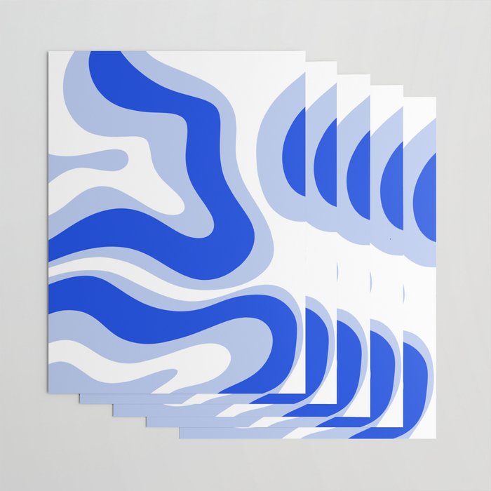 Modern Liquid Swirl Abstract Pattern Square Royal Blue, Light Blue, White Wrapping Paper Gallery Image 3