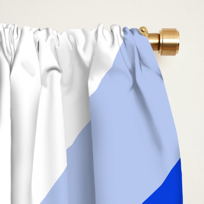 Modern Liquid Swirl Abstract Pattern Square Royal Blue, Light Blue, White Window Curtain Gallery Image 2