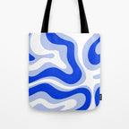 Modern Liquid Swirl Abstract Pattern Square Royal Blue, Light Blue, White Tote Bag Gallery Image 1