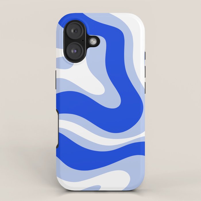Modern Liquid Swirl Abstract Pattern Square Royal Blue, Light Blue, White iPhone Case Gallery Image 1
