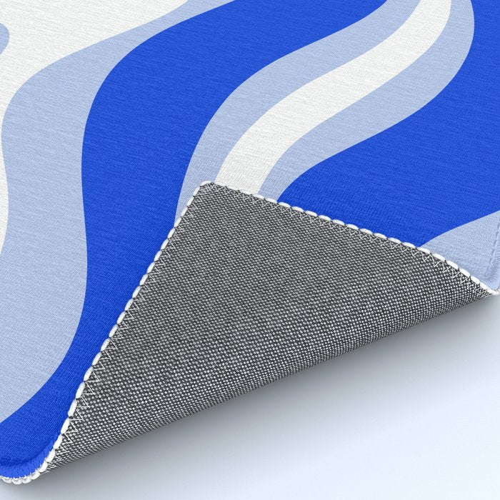 Modern Liquid Swirl Abstract Pattern Square Royal Blue, Light Blue, White Rug Gallery Image 4