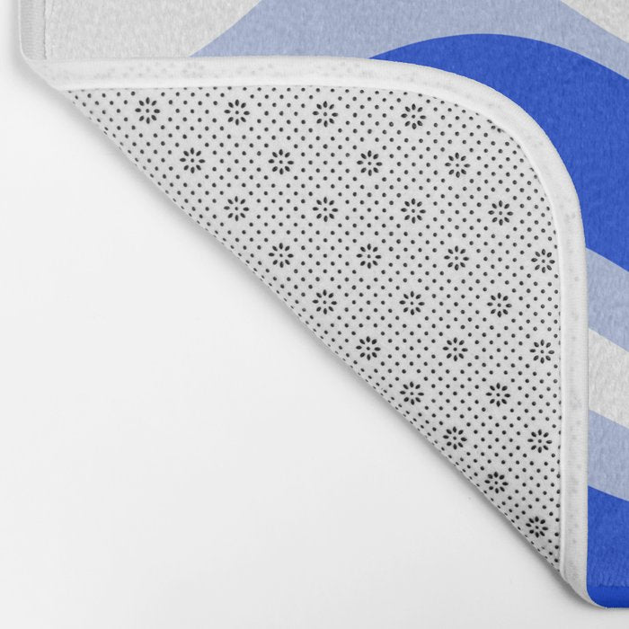 Modern Liquid Swirl Abstract Pattern Square Royal Blue, Light Blue, White Bath Mat Gallery Image 2