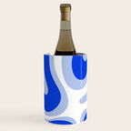 Modern Liquid Swirl Abstract Pattern Square Royal Blue, Light Blue, White Wine Chiller Gallery Image 3