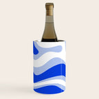 Modern Liquid Swirl Abstract Pattern Square Royal Blue, Light Blue, White Wine Chiller Gallery Image 2