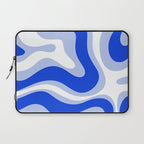 Modern Liquid Swirl Abstract Pattern Square Royal Blue, Light Blue, White Laptop Sleeve Gallery Image 1