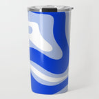 Modern Liquid Swirl Abstract Pattern Square Royal Blue, Light Blue, White Travel Mug Gallery Image 1