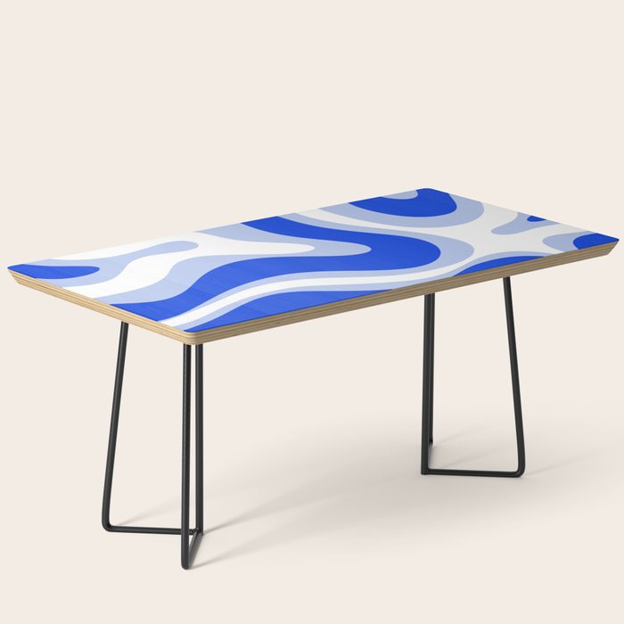 Modern Liquid Swirl Abstract Pattern Square Royal Blue, Light Blue, White Coffee Table Gallery Image 1