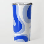 Modern Liquid Swirl Abstract Pattern Square Royal Blue, Light Blue, White Travel Mug Gallery Image 2