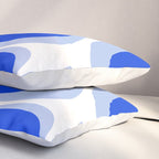 Modern Liquid Swirl Abstract Pattern Square Royal Blue, Light Blue, White Pillow Sham Gallery Image 3