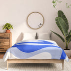 Modern Liquid Swirl Abstract Pattern Square Royal Blue, Light Blue, White Comforter Gallery Image 3