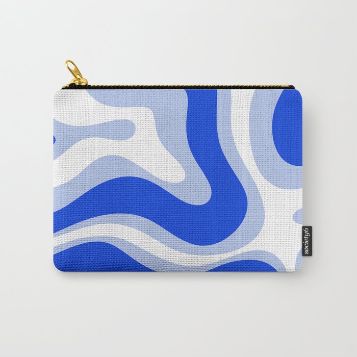 Modern Liquid Swirl Abstract Pattern Square Royal Blue, Light Blue, White Carry All Pouch Gallery Image 1