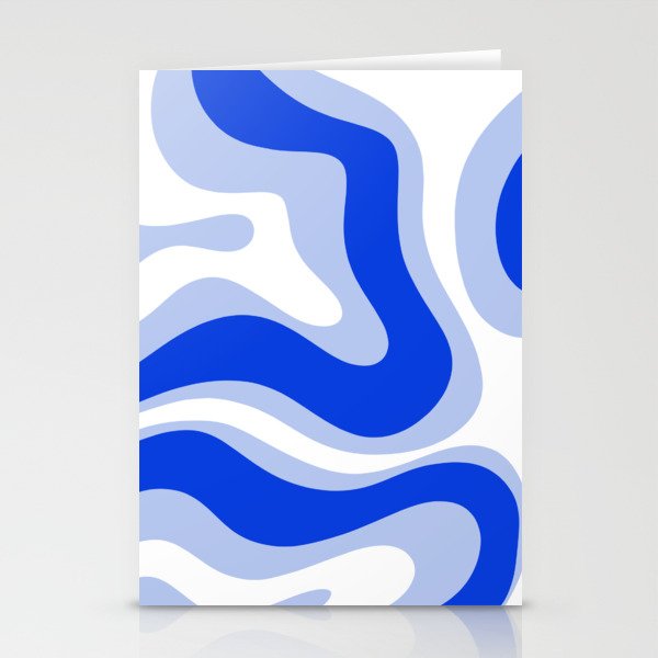 Modern Liquid Swirl Abstract Pattern Square Royal Blue, Light Blue, White Stationery Card Gallery Image 2