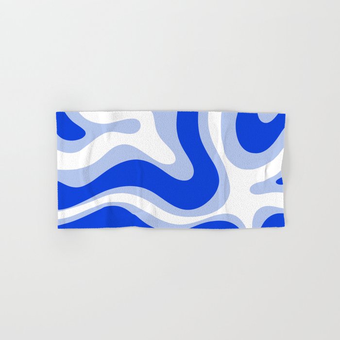 Modern Liquid Swirl Abstract Pattern Square Royal Blue, Light Blue, White Bath Towel Gallery Image 1