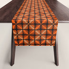 Retro 70s square mod flowers orange brown Table Runner Gallery Image 1