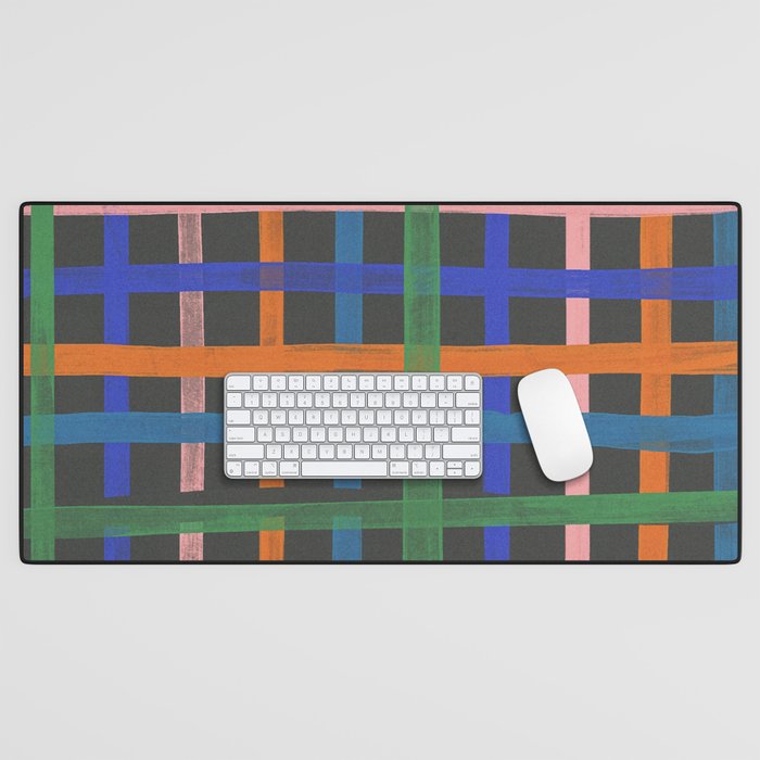 Dark plaid pattern Desk Mat Gallery Image 1