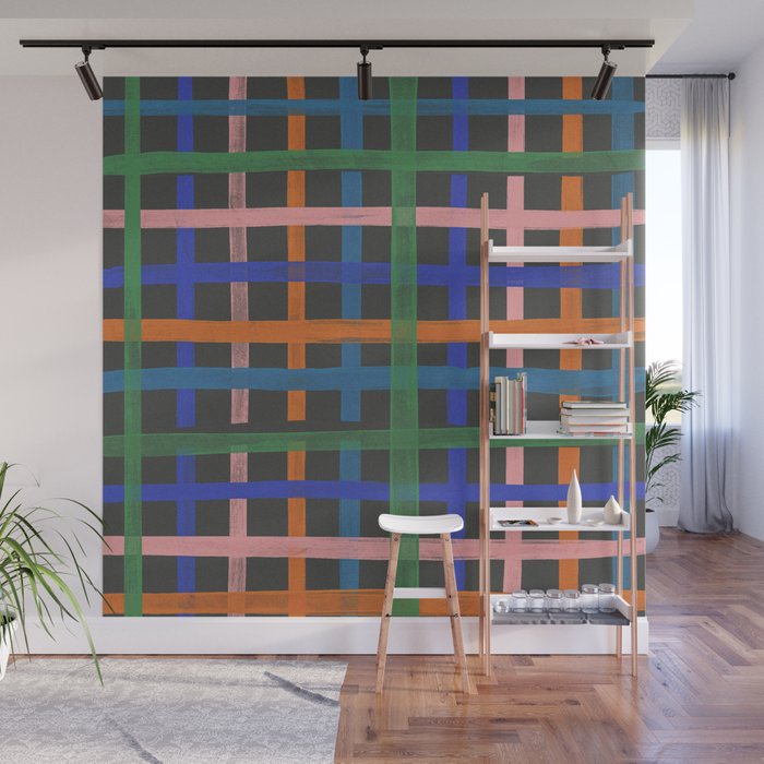 Dark plaid pattern Wall Mural Gallery Image 1