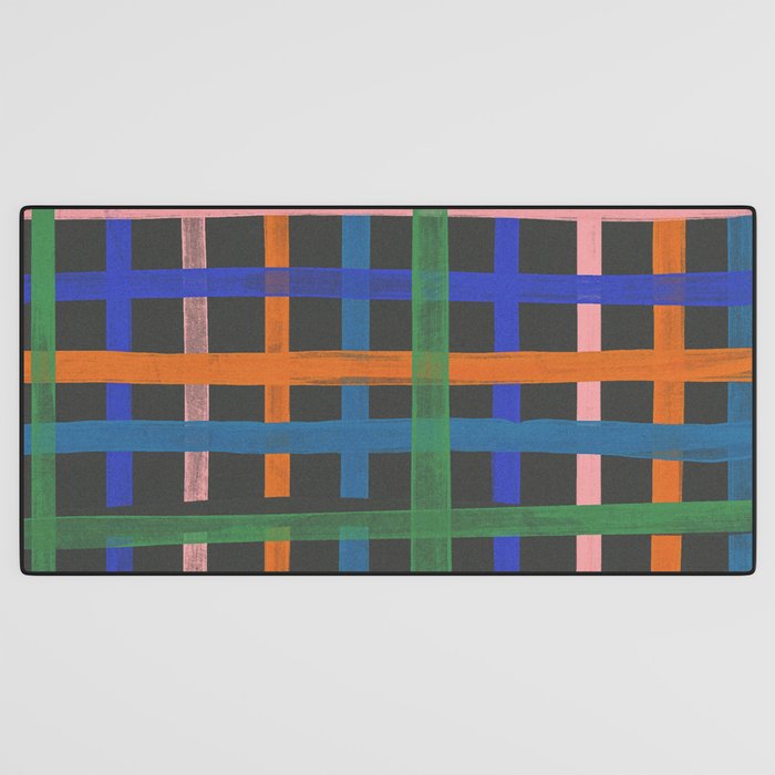Dark plaid pattern Desk Mat Gallery Image 3
