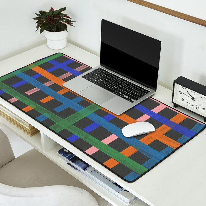Dark plaid pattern Desk Mat Gallery Image 2