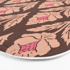 Heirloom Floral Block Print - Pink Brown Bath Mat Gallery Image 3