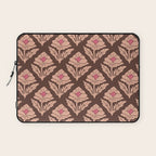 Heirloom Floral Block Print - Pink Brown Laptop Sleeve Gallery Image 1