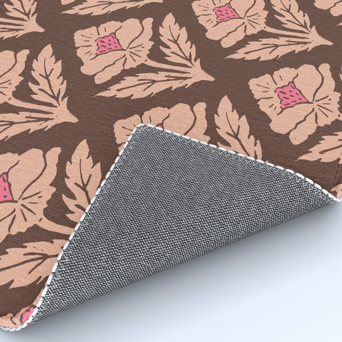 Heirloom Floral Block Print - Pink Brown Rug Gallery Image 4