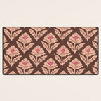 Heirloom Floral Block Print - Pink Brown Desk Mat Gallery Image 3