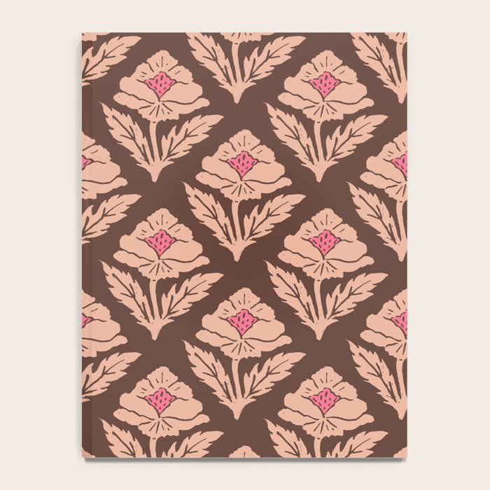 Heirloom Floral Block Print - Pink Brown Notebook Gallery Image 4