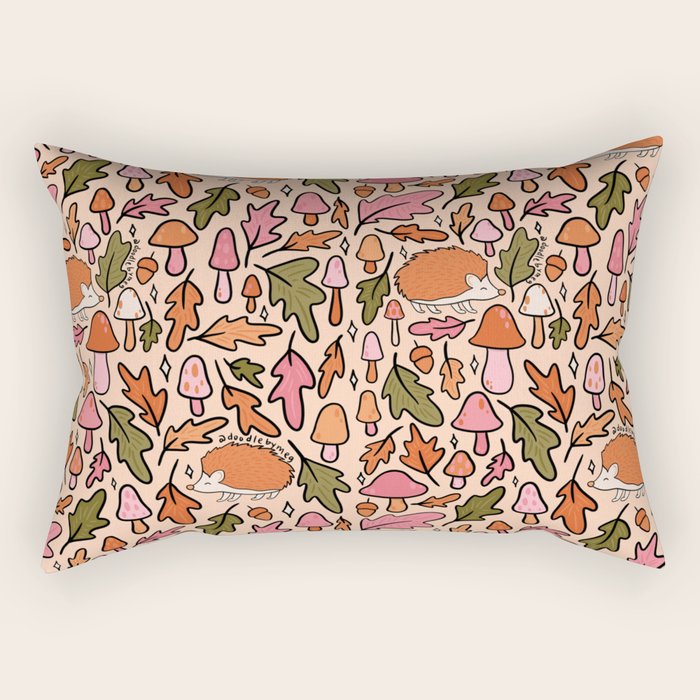 Hedgehog in the Autumn Print Rectangular Pillow Gallery Image 2