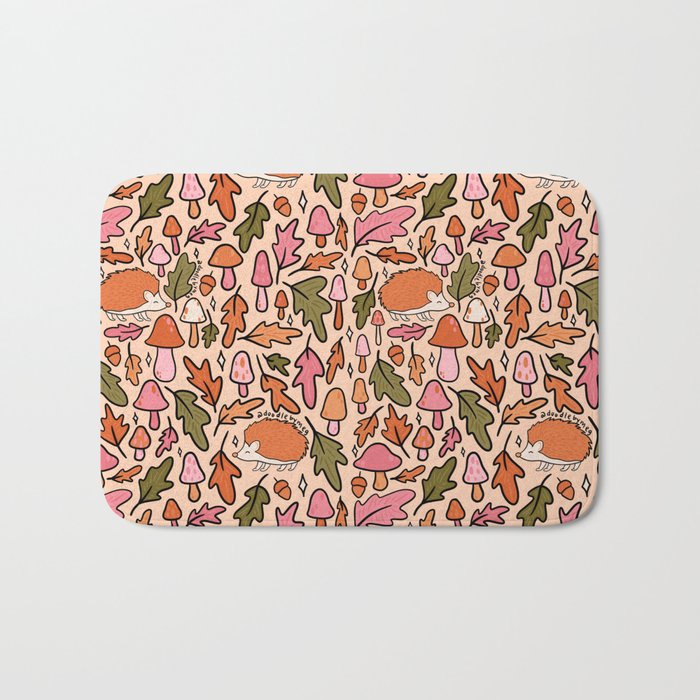 Hedgehog in the Autumn Print Bath Mat Gallery Image 1