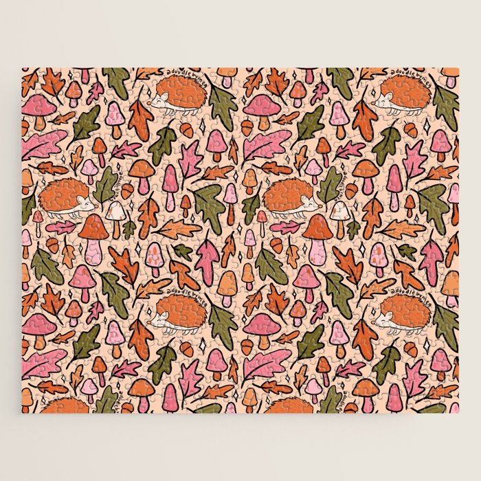 Hedgehog in the Autumn Print Jigsaw Puzzle Gallery Image 1