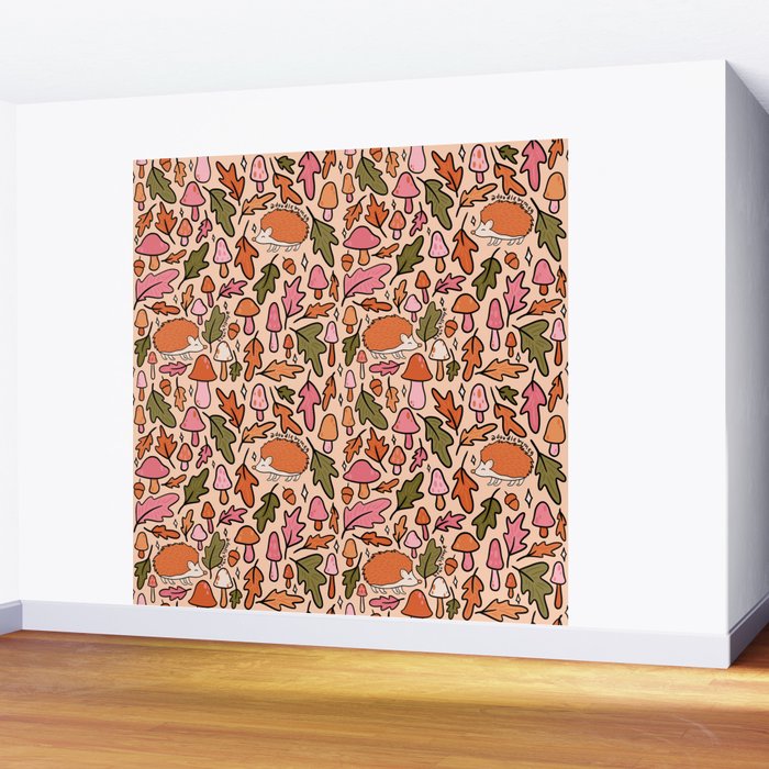 Hedgehog in the Autumn Print Wall Mural Gallery Image 2
