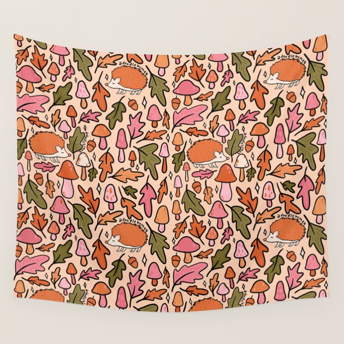 Hedgehog in the Autumn Print Wall Tapestry Gallery Image 4