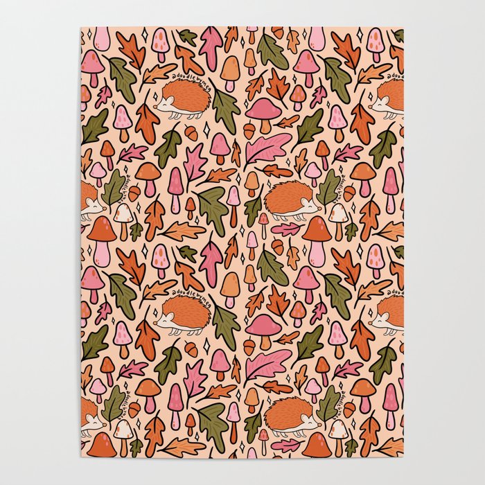 Hedgehog in the Autumn Print Poster Gallery Image 1