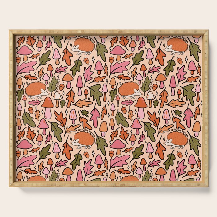 Hedgehog in the Autumn Print Serving Tray Gallery Image 1