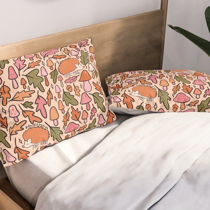 Hedgehog in the Autumn Print Pillow Sham Gallery Image 2