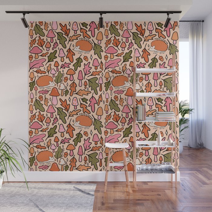 Hedgehog in the Autumn Print Wall Mural Gallery Image 1