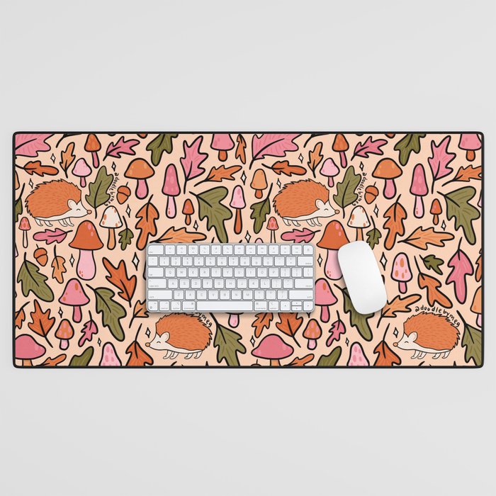 Hedgehog in the Autumn Print Desk Mat Gallery Image 1